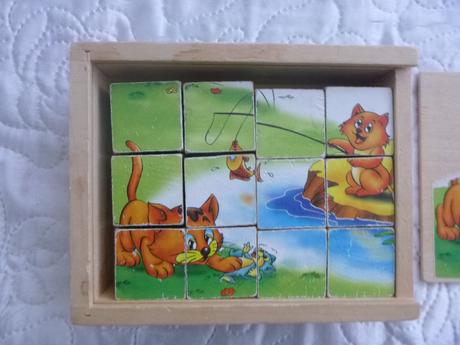 Drevené kocky - mačky, 