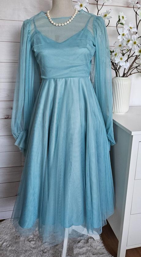 Bohaté tyrkysové šaty zn.asos, 38