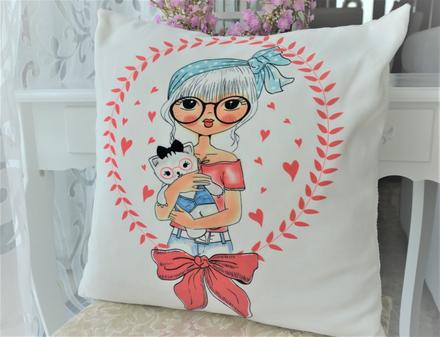 Mačičková obliečka na vankúš-42x42cm,