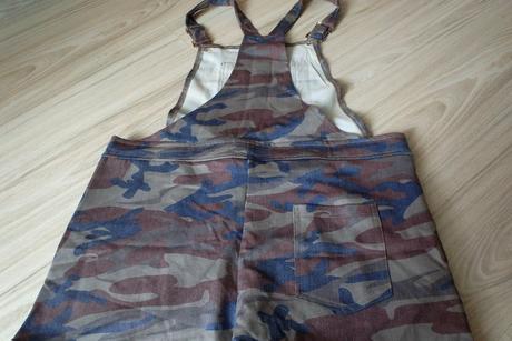 Maskáčové hnedozelené krátke nohavice s trakmi,m/l, l