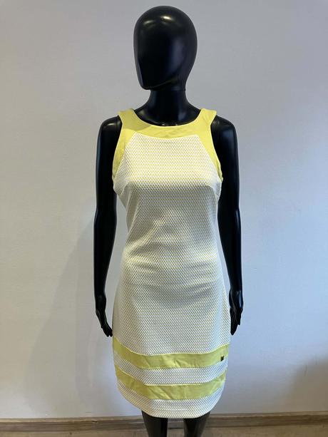 Dámske elegantné šaty žlto biele rouge (m), m
