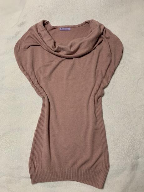 Dlhá svetríková tunika bez rukávov staroružová, l