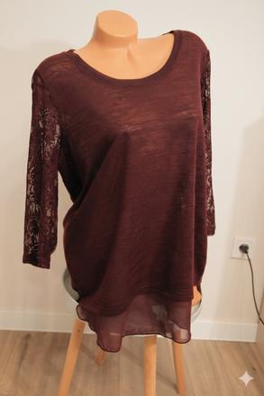 Bordový sveter s čipkou, xxl, xxl