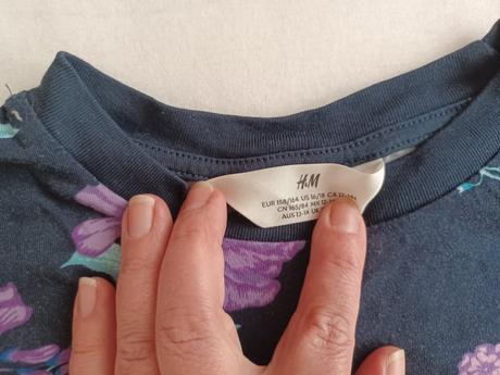 Krátke bavlnené tričko s kvietkami, h&m,164