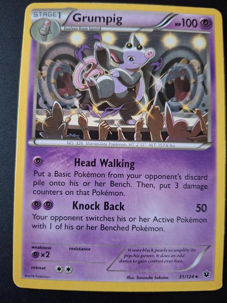 Pokémon karta grumpig, 2016, 31/124, 