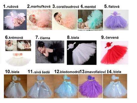 Komplet set tutu sukna a celenka rozne farby, <50 - 98