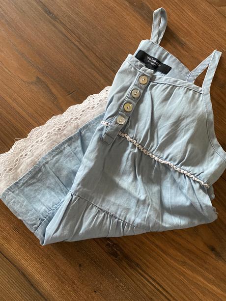 Dievčenské rifľové tričko s čipkou, 128