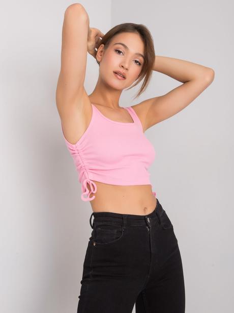 Ružový crop top s sťahovaním od značky loretta, l / m / s