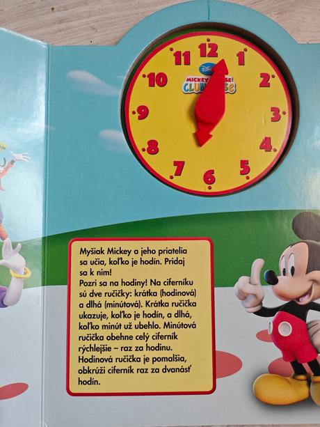 Detská knižka hodiny mickey, 