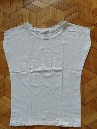 Biele tričko s nápisom., 128