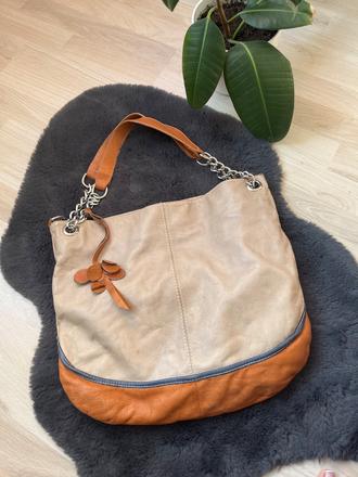 Kožena bežova kabelka veľká,