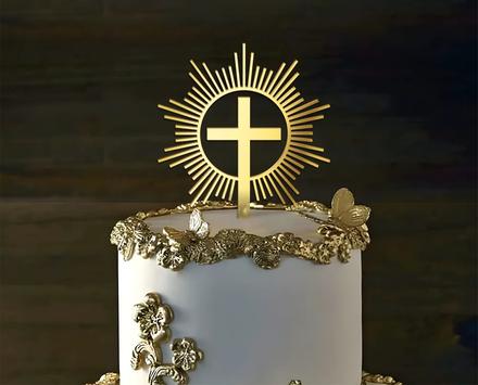 Tortový zápich krížik žiara - skladom, tz-201,