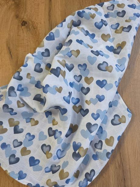 Bavlnená plienka modré srdiečka, 