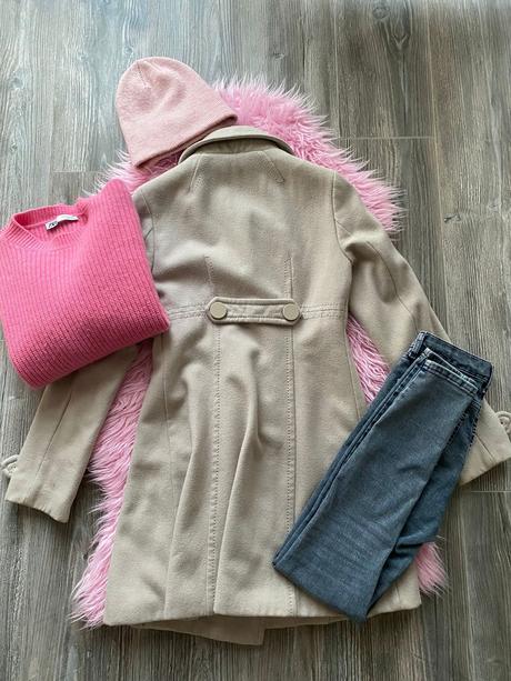 Maslový vlnený kabát, h&m,34