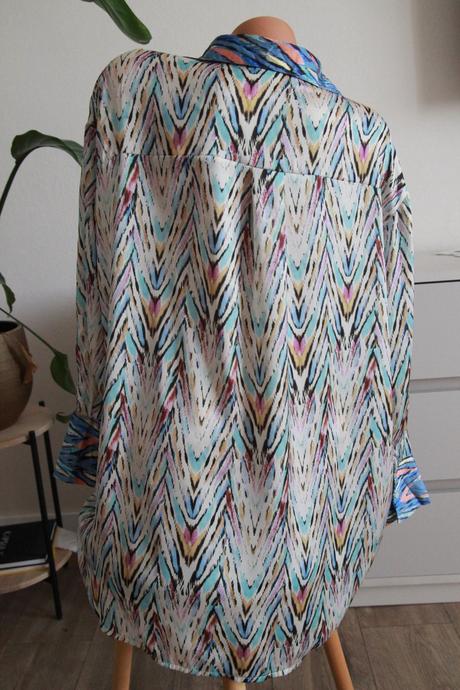 Farebná oversize saténová košeľa, l, l