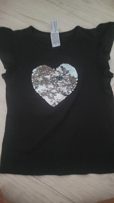 Tričko s flitrovým srdcom, palomino,128