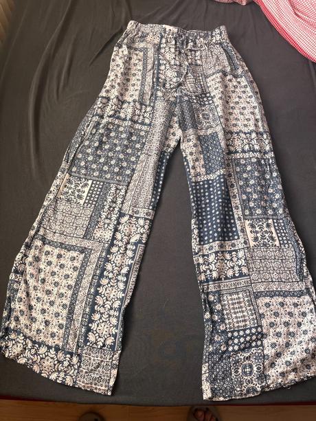 Široké patchwork nohavice, clockhouse,34