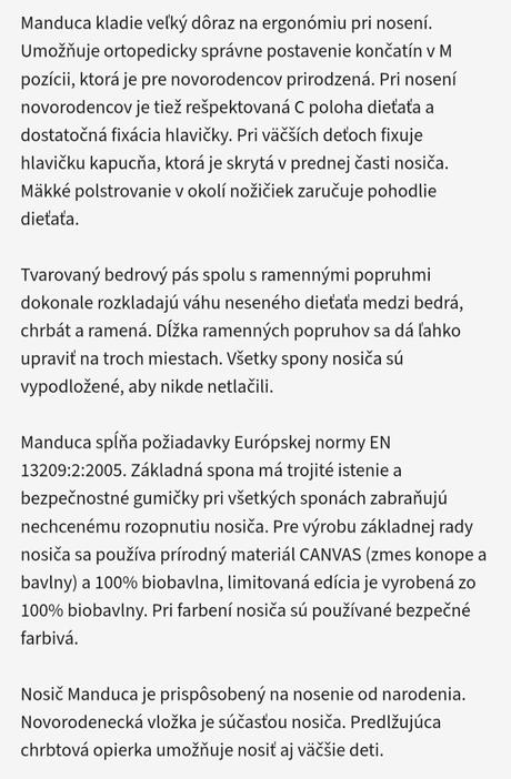 Ergonomický nosič manduca, manduca