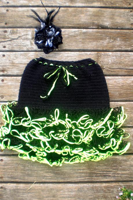 Háčkované sukničky neónové  pre princezny, 140 / 146 / 152 / 158 / 164