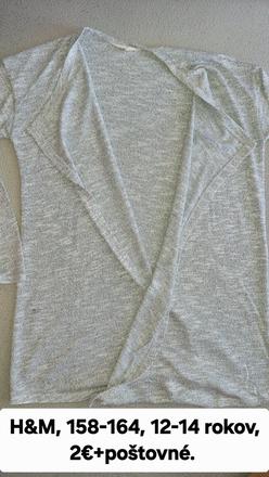 Dievčenský šedý sveter, h&m,164