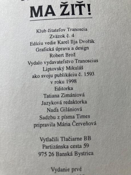 Nechajte ma žiť-prvé vydanie 1998,