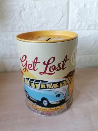 Plechová retro pokladnička / šporkaska, 