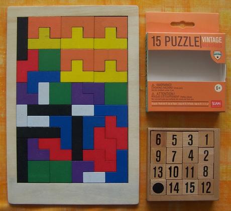 Drevena skladačka + puzzle vintage, 