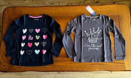 Tričká s korunkou a srdiečkami - dvojset, kids,128