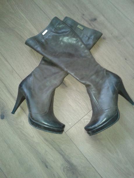 Hnedé kožené čižmy claudio dessi veľ.36, 36