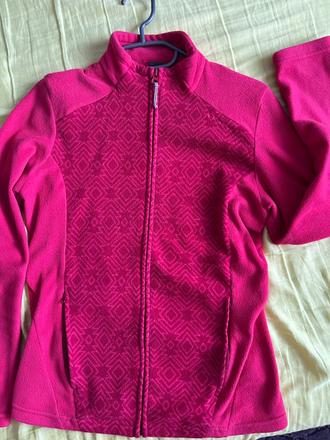 Ružová flisová bunda na zips, decathlon,s
