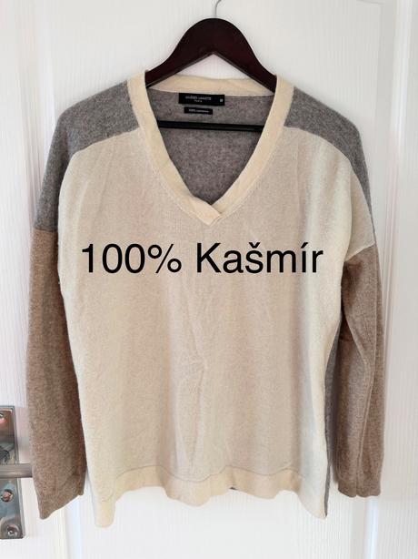 Béžovo-sivý kašmírový sveter, l