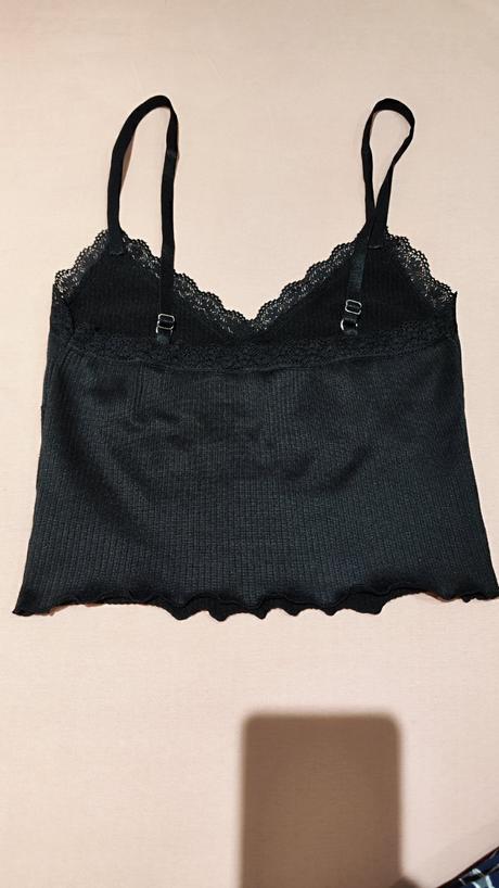 Crop tielko s čipkou, h&m,xs