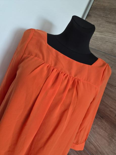 Žiarivé oranžové šifónové šaty, h&m,s