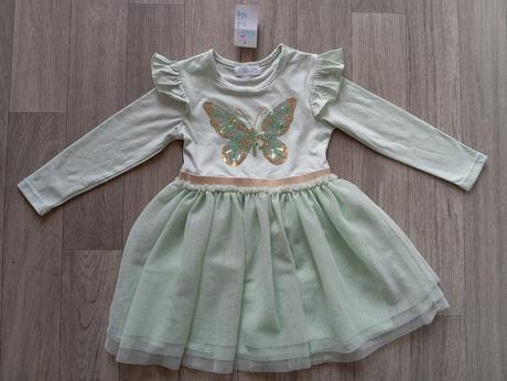 Bledozelené šaty s motýlikom 104, primark,104