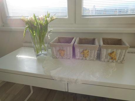 Košík prútený 3 kusy, bavlnené vnútro, 