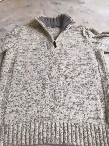 Luxusný hrubý melírovaný pulóver, tu,xl