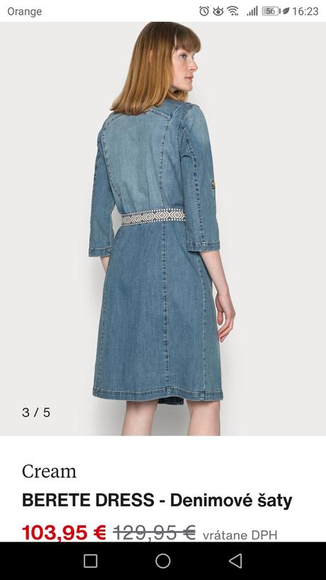 Riflové šaty cream, s