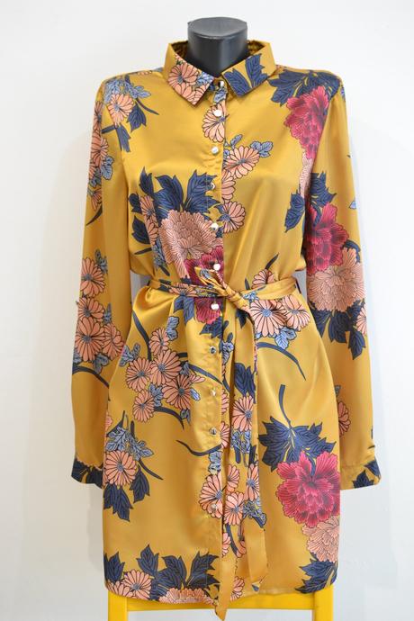 Okrové kvetinové šaty xl/42, 42