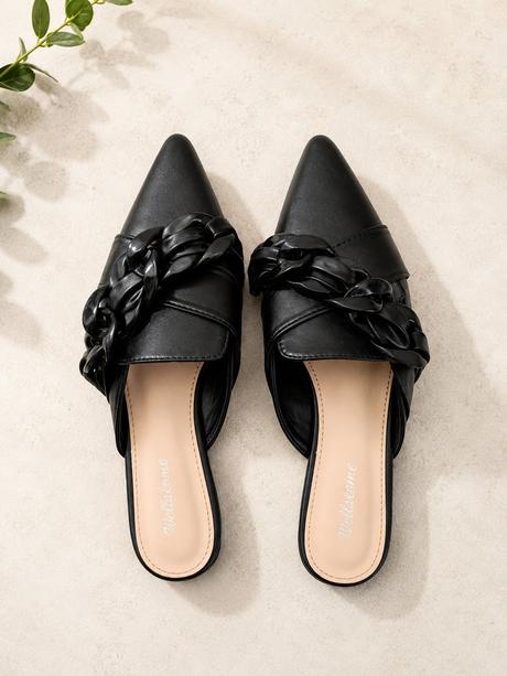 Čierne elegantné šľapky, 36
