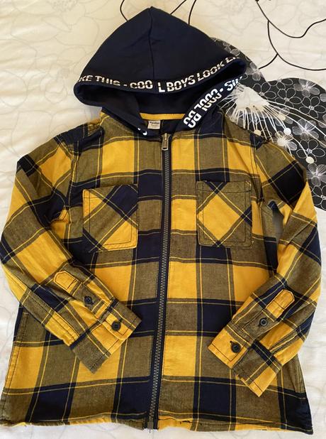 Košeľová káro mikinka dopodopo s kapuckou v. 116, dopodopo,116