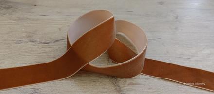 Ozdobná stuha zamatová - 38 mm - zlatohnedá, 