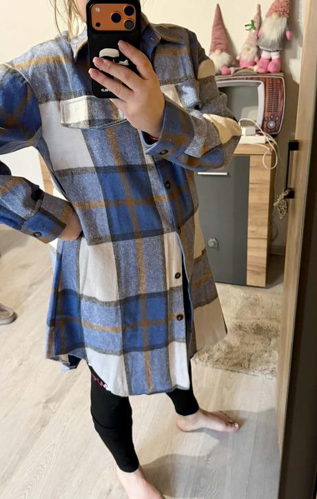Stylova karovana predlzena damska bunda-kosela, xl