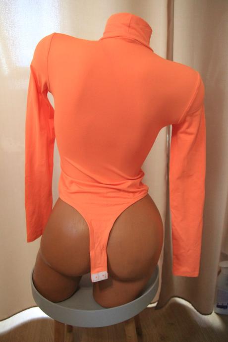 Neónovo oranžový body top, bershka, bershka,s