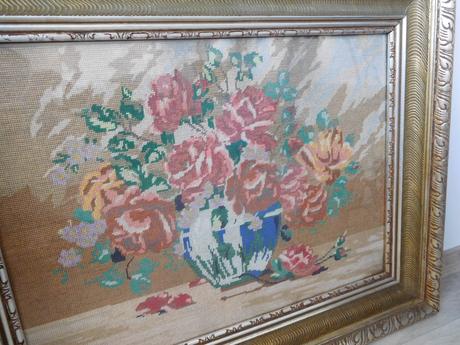 Obrazy vyšívané krížiková výšivka -v drevenom ráme, 