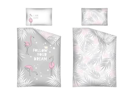 Obliečky do postieľky plameniaky šedá 100/135, šírka (cm): 100,dĺžka (cm): 130