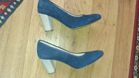 Riflové lodičky s dreveným podpatkom, 37