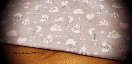 Bavlnená látka - zasnený zajačik- cena za 10 centi,