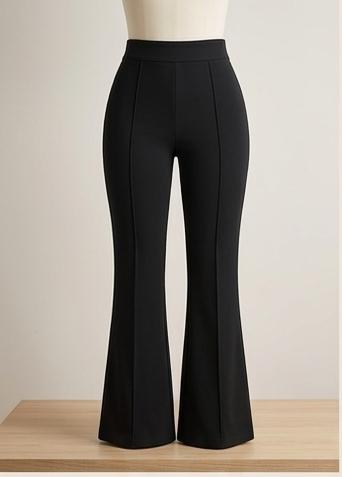 Trendy čierne flared nohavice s vysokým pásom, 50 / m
