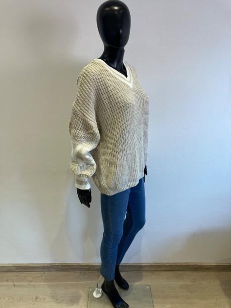 Dámsky sveter bielo-béžový (uni), l / m / s / xl