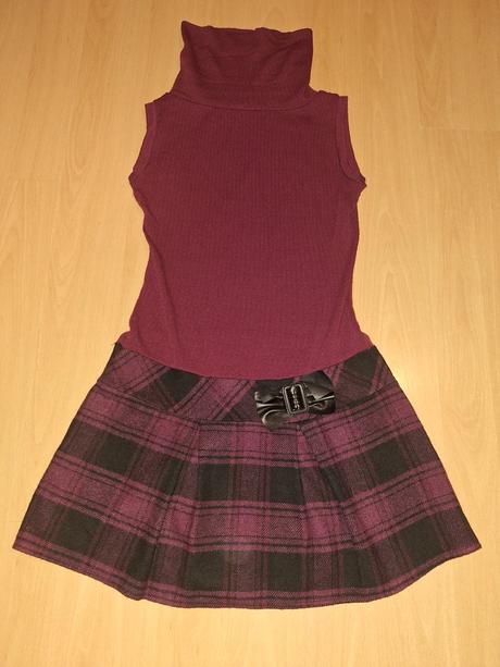 Bordové fialové rolákove šaty 158 -s, s